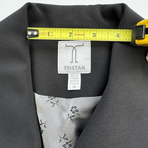 Tristan Cropped Black Blazer Short Sleeves Dark Academia Sz 14 Vintage - Picture 5 of 13